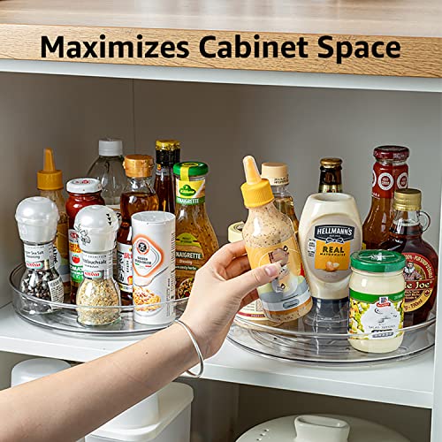 DYFAIS Lazy Susan Organizer, Pantry Organization and Storage, 10.6 Inch Clear Acrylic Turntable Organizer Fridge Organizer Rotating Tray for Cabinet Kitchen Pantry Storage Spinning Spice Rack