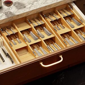 SpaceAid Bamboo Silverware Drawer Organizer with Labels, Kitchen Utensil Tray Holder Organizer for Flatware, Cutlery, Spoon and Knives Drawer Storage Organization (Natural, 9 Slots)