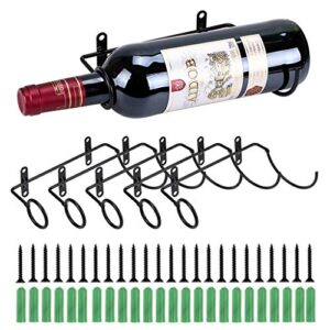 hipiwe pack of 6 wall mounted wine racks – red wine bottle display holder with screws, metal hanging wine rack organizer for beverages/liquor bottles storage