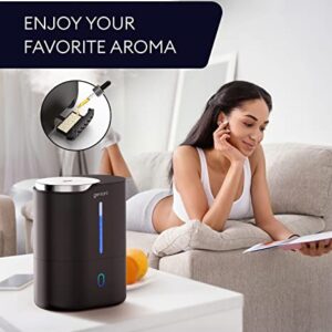 Top Fill Humidifier with Essential Oil Diffuser 4L for Home, Baby, Bedroom, Large Room & Indoor Plants, Cool Mist Ultrasonic Quiet Air Humidifiers, Automatic Humidity Control, Night Light (Black)