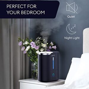 Top Fill Humidifier with Essential Oil Diffuser 4L for Home, Baby, Bedroom, Large Room & Indoor Plants, Cool Mist Ultrasonic Quiet Air Humidifiers, Automatic Humidity Control, Night Light (Black)