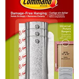 Command Large Universal Frame Hanger, 3 Picture Hangers with 6 Command Strips and 6 Frame Stabilizer Strips, Decorate Damage-Free