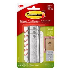 Command Large Universal Frame Hanger, 3 Picture Hangers with 6 Command Strips and 6 Frame Stabilizer Strips, Decorate Damage-Free