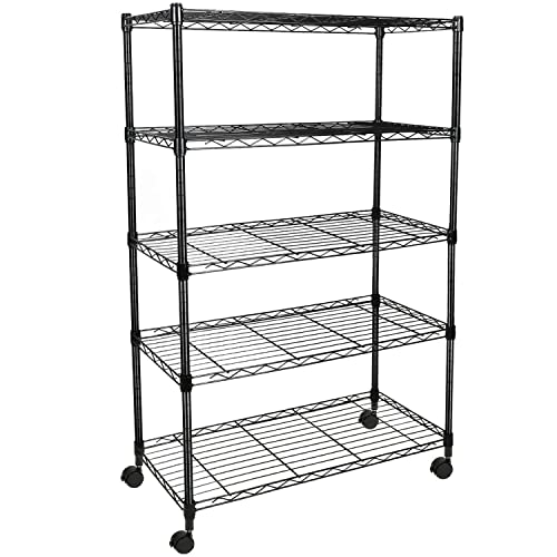 HealSmart Heavy Duty 5-Shelf Shelving Unit, 29" D x 14" W x 61" H, 5 Tier, Black