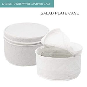 LAMINET 4 Piece Quilted Plate Storage Set - Holds Up to 48 Plates with Padded Inserts - WHITE