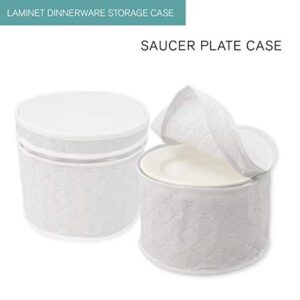 LAMINET 4 Piece Quilted Plate Storage Set - Holds Up to 48 Plates with Padded Inserts - WHITE