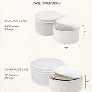 LAMINET 4 Piece Quilted Plate Storage Set - Holds Up to 48 Plates with Padded Inserts - WHITE