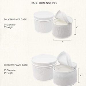 LAMINET 4 Piece Quilted Plate Storage Set - Holds Up to 48 Plates with Padded Inserts - WHITE