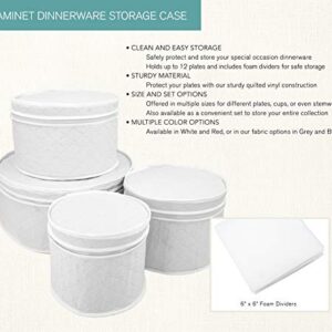 LAMINET 4 Piece Quilted Plate Storage Set - Holds Up to 48 Plates with Padded Inserts - WHITE