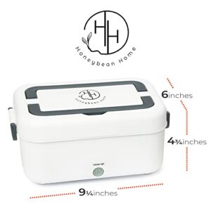 Honeybean Home Self Heating Lunch Box for Work & School – Battery Powered Portable Food Warmer Lunch Box With 35 Minutes of Heating Capability – Our Heated Lunch Box Comes With a Reusable Fork & Spoon