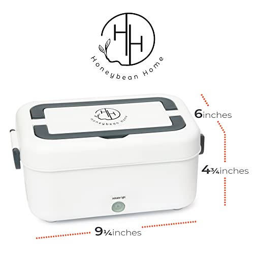 Honeybean Home Self Heating Lunch Box for Work & School – Battery Powered Portable Food Warmer Lunch Box With 35 Minutes of Heating Capability – Our Heated Lunch Box Comes With a Reusable Fork & Spoon