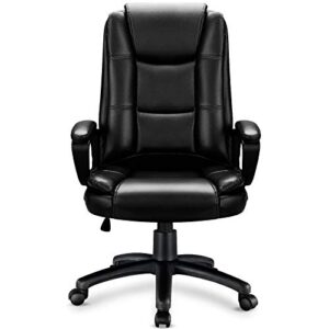 ofika home office chair, big and tall chair heavy duty design, ergonomic high back cushion lumbar back support, 400lbs computer desk chair, adjustable executive leather chair with armrest (black)