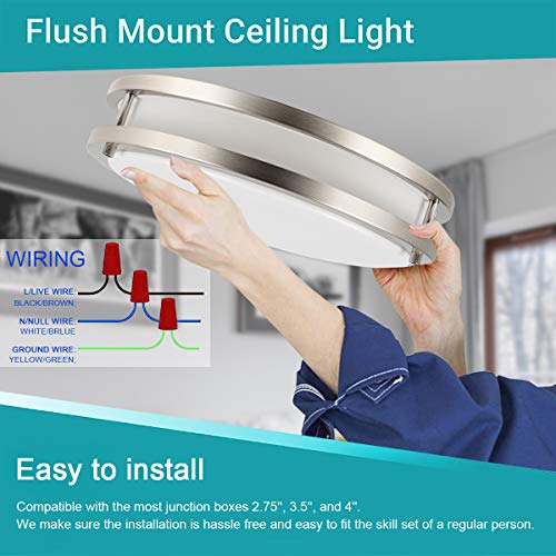 Drosbey 36W LED Ceiling Light Fixture, 13in Flush Mount Light Fixture, Ceiling Lamp for Bedroom, Kitchen, Bathroom, Hallway, Stairwell, Super Bright 3200 Lumens, 5000K Daylight White