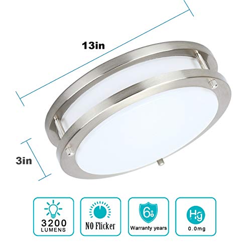 Drosbey 36W LED Ceiling Light Fixture, 13in Flush Mount Light Fixture, Ceiling Lamp for Bedroom, Kitchen, Bathroom, Hallway, Stairwell, Super Bright 3200 Lumens, 5000K Daylight White