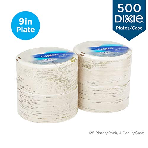 Dixie 8.5” Medium-Weight Paper Plates by GP PRO (Georgia-Pacific), Pathways, UX9WS, 500 Count (125 Plates Per Pack, 4 Packs Per Case)