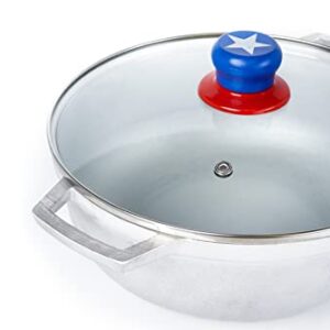 IMUSA USA LIMITED EDITION Puerto Rico"Boricua" themed Caldero 3.7Qt with Glass Lid & Unique Knob,Silver,GAU-80139