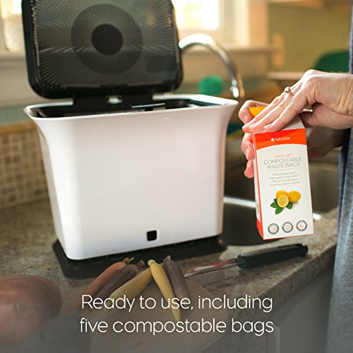 Full Circle Fresh Air Odor-Free Kitchen Compost Bin, Black and White