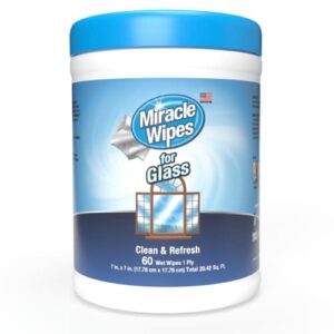 miraclewipes for glass, disposable and streak free cleaning wipes for mirrors, windows, kitchen, home, and auto – 60 count