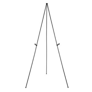 amazon basics easel stand, instant floor poster, lightweight, collapsible and portable with tripod base, black steel(supports 5 pounds)