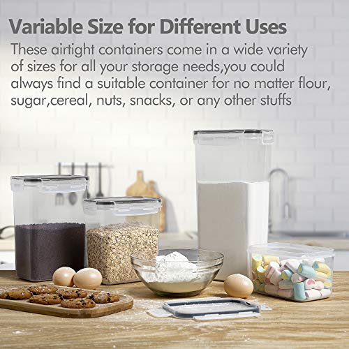 CHEFSTORY Airtight Food Storage Containers Set, 14 PCS Kitchen Storage Containers with Lids for Flour, Sugar and Cereal, Plastic Dry Food Canisters for Pantry Organization and Storage