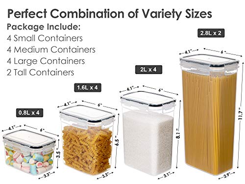 CHEFSTORY Airtight Food Storage Containers Set, 14 PCS Kitchen Storage Containers with Lids for Flour, Sugar and Cereal, Plastic Dry Food Canisters for Pantry Organization and Storage