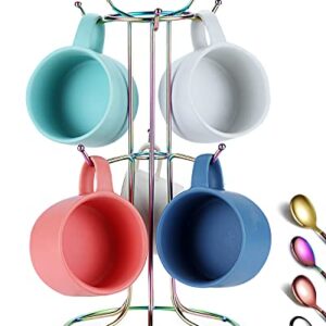 Berglander Rainbow Coffee Mug Holder, Stainless Steel Colorful Coffee Cup Holder Stand Easy to Hang and Take Avoid Crowded Collision Design, Beautiful Decoration Mug Rack Tree Easy to Clean