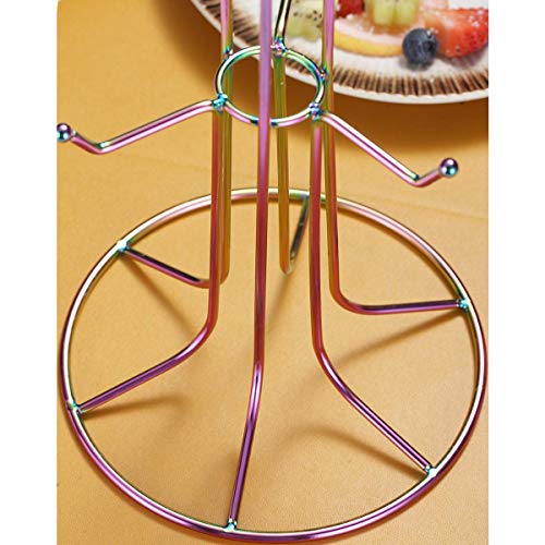 Berglander Rainbow Coffee Mug Holder, Stainless Steel Colorful Coffee Cup Holder Stand Easy to Hang and Take Avoid Crowded Collision Design, Beautiful Decoration Mug Rack Tree Easy to Clean