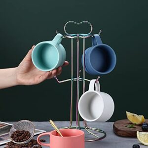 Berglander Rainbow Coffee Mug Holder, Stainless Steel Colorful Coffee Cup Holder Stand Easy to Hang and Take Avoid Crowded Collision Design, Beautiful Decoration Mug Rack Tree Easy to Clean