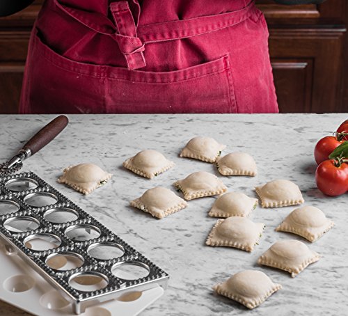 Bellemain Ravioli Maker Press | Pelmeni Mold, Pierogi Press, Potsticker Meat Pie Dumpling Maker, Ravioli Stamp Pasta Making Kit, Pasta Making Tools, Ravioli Press Mold | Makes 12 Ravioli, 1.5” Square