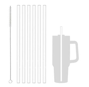 replacement straws for stanley adventure travel tumbler, 6 pack reusable straws plastic straws with cleaning brush compatible with stanley 40oz stanley cup stanley water jug