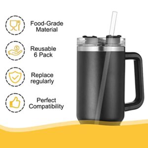 Replacement Straws for Stanley Adventure Travel Tumbler, 6 Pack Reusable Straws Plastic Straws with Cleaning Brush Compatible with Stanley 40oz Stanley Cup Stanley Water Jug