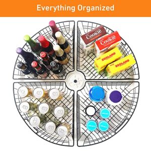 Lazy Susan Wire Storage Organizer Basket with Handle-Metal Organizing Storage Bins-Kitchen Cabinet Storage Organizer-1/4 Wedge Can Organizer (Black, 4)