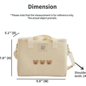 RICHTRUE Kawaii Lunch Bag for Girls Lunch Box Insulated Cute Lunch Bags for Women Insulated Lunch Box for Kids (Beige 2)