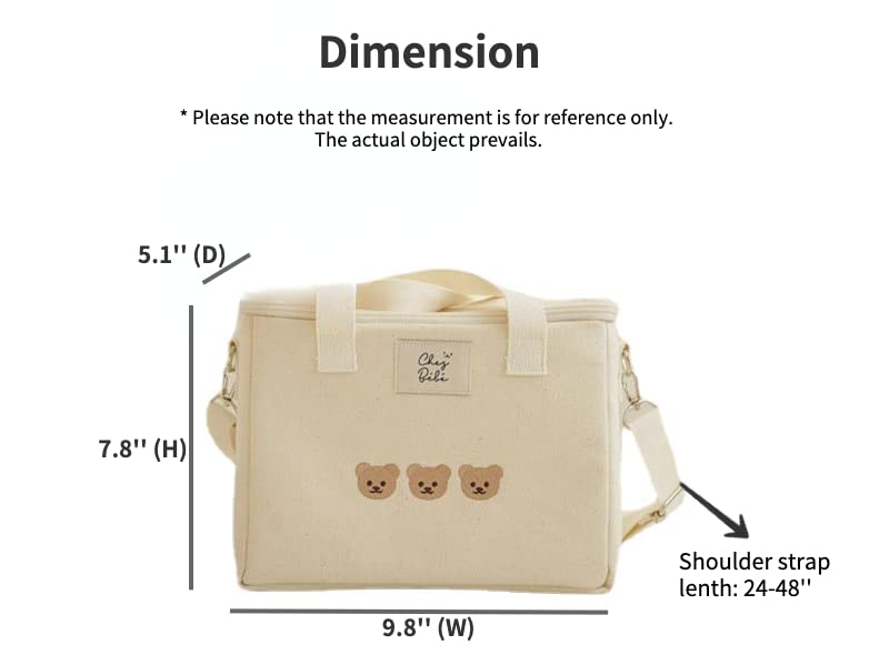 RICHTRUE Kawaii Lunch Bag for Girls Lunch Box Insulated Cute Lunch Bags for Women Insulated Lunch Box for Kids (Beige 2)