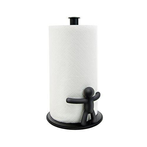 Umbra Buddy Paper Towel Holder Stand for Kitchen Countertop, Unique Dispenser, 7.16 Inch L x 7.16 Inch W x 13.25 Inch H, Black