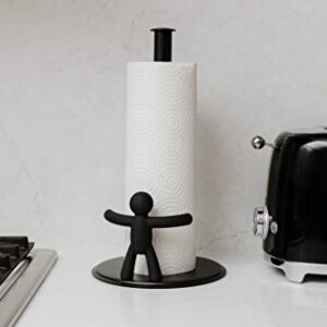 Umbra Buddy Paper Towel Holder Stand for Kitchen Countertop, Unique Dispenser, 7.16 Inch L x 7.16 Inch W x 13.25 Inch H, Black