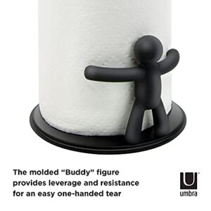 Umbra Buddy Paper Towel Holder Stand for Kitchen Countertop, Unique Dispenser, 7.16 Inch L x 7.16 Inch W x 13.25 Inch H, Black