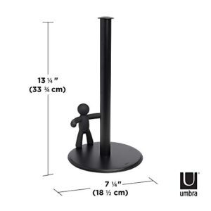 Umbra Buddy Paper Towel Holder Stand for Kitchen Countertop, Unique Dispenser, 7.16 Inch L x 7.16 Inch W x 13.25 Inch H, Black