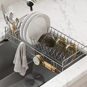 kraus kdr-3 kore kitchen sink dish drying rack drainer and utensil holder, 17 inch, silver