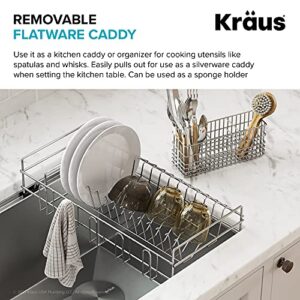 Kraus KDR-3 Kore Kitchen Sink Dish Drying Rack Drainer and Utensil Holder, 17 inch, Silver