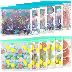 reusable freezer gallon bags 12 pack extra large reusable freezer bags bpa free leakproof plastic bags reusable food storage bags silicone kids snack bags reusable ziplock bags for meal prep, travel items