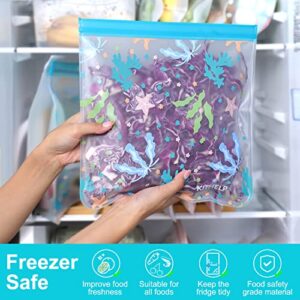 Reusable Freezer Gallon bags 12 PACK Extra Large Reusable Freezer Bags BPA Free Leakproof Plastic Bags Reusable Food Storage Bags Silicone Kids Snack Bags Reusable Ziplock Bags for Meal Prep, Travel Items