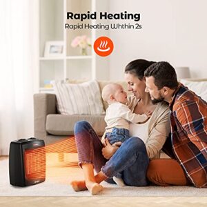 andily Space Heater Electric Heater for Home and Office Ceramic Small Heater with Thermostat, 750W/1500W