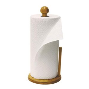 home basics easy tear bamboo dispenser organizing stand, weighted base, beige paper towel holder, natural