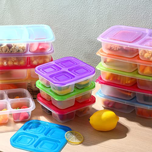 22 Pack Bento Lunch Box with Lids Reusable Lunch Containers with Compartment Divided Food Snack Storage Containers Meal Prep Containers, Microwave Safe for Kids School Work Travel, 3 Types, Multicolor
