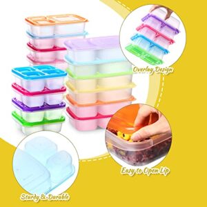 22 Pack Bento Lunch Box with Lids Reusable Lunch Containers with Compartment Divided Food Snack Storage Containers Meal Prep Containers, Microwave Safe for Kids School Work Travel, 3 Types, Multicolor