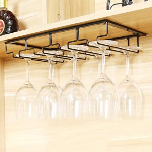 Yopay 2 Pack Wine Glass Rack, Metal Under Cabinet Stemware Holder for Bar Home Kitchen, Wine Glass Organizer Storage Hanger, Easy to Install, 4 Rows, 15.75 Inch