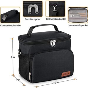 NIUTA Insulated Lunch Bag for Men/Womens, Lunch Box, Black Upgraded version Double Deck Reusable Lunch Pail (Black-1)