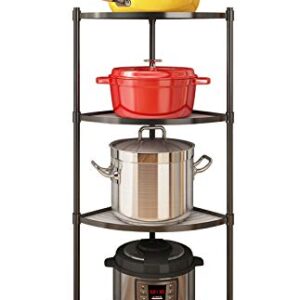 ZIGAMA 4-Tier Kitchen Pot Rack, Multi-layer Corner Shelf Stand Metal Shelves for Kitchen