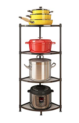 ZIGAMA 4-Tier Kitchen Pot Rack, Multi-layer Corner Shelf Stand Metal Shelves for Kitchen